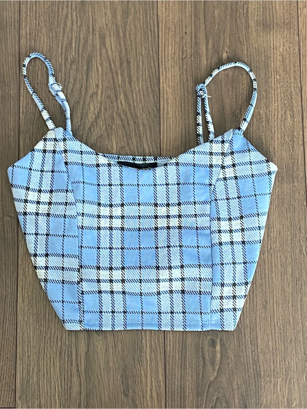 NWT Streetwear Society Blue Plaid Spaghetti Strap Crop Top